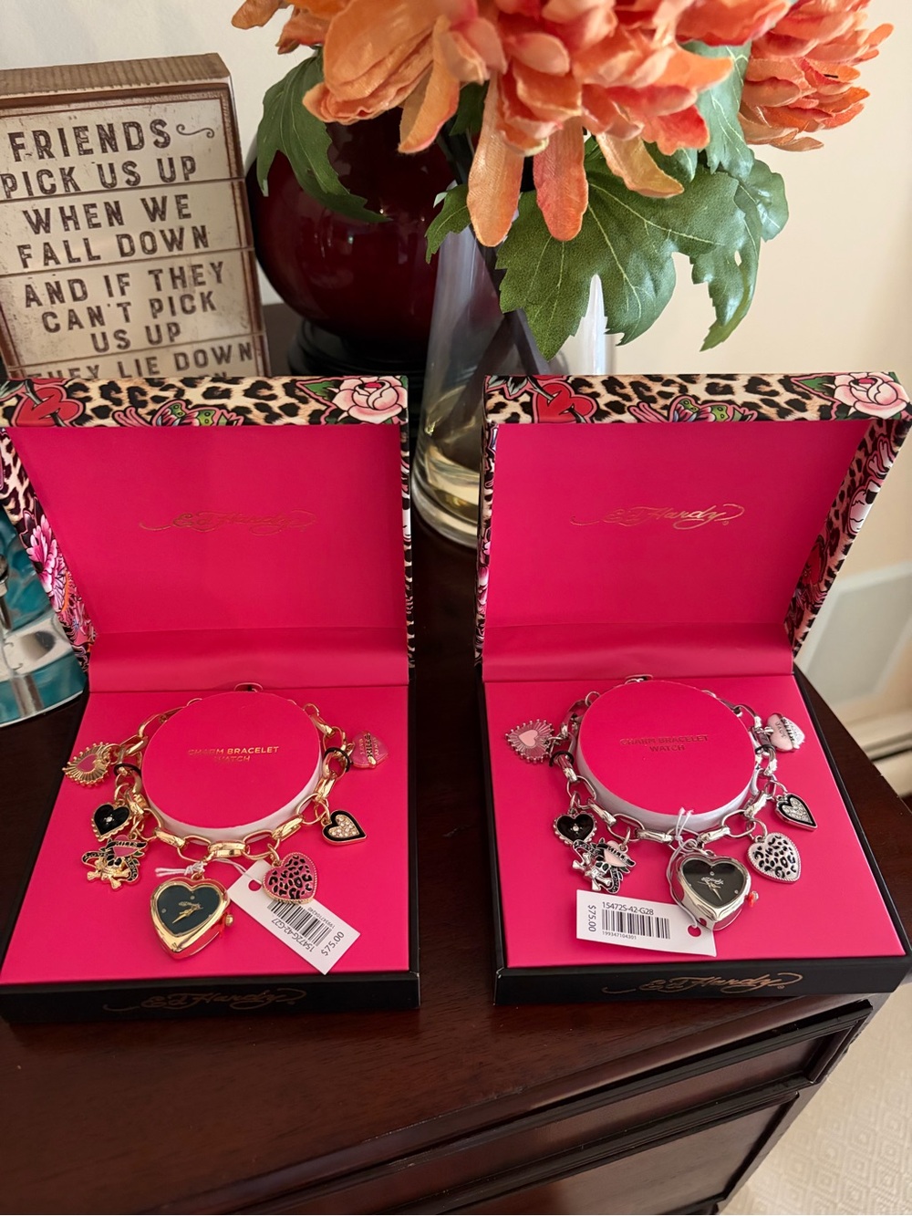 NWT Ed Hardy charm bracelet watch choose gold or silver
